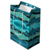 Agaat Blauwgroen Blauw Goud Glitter Marmer Aqua Gi Medium Cadeauzakje (Voorkant Gekanteld)