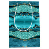Agaat Blauwgroen Blauw Goud Glitter Marmer Aqua Gi Medium Cadeauzakje (Voorkant)