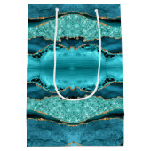 Agaat Blauwgroen Blauw Goud Glitter Marmer Aqua Gi Medium Cadeauzakje (Achterkant)