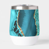 Agaat Blauwgroen Blauw Goud Glitter Marmer Aqua Tu (Voorkant)