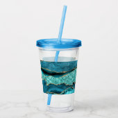 Agaat Blauwgroen Blauw Goud Glitter Marmer Aqua Tu Acryl Drinkbeker (Achterkant)