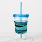 Agaat Blauwgroen Blauw Goud Glitter Marmer Aqua Tu Acryl Drinkbeker (Voorkant)