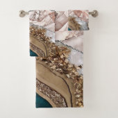 Agaat Blauwgroen Blauw Goud Glitter Marmer Aqua Tu Bad Handdoek (Insitu)