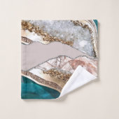 Agaat Blauwgroen Blauw Goud Glitter Marmer Aqua Tu Bad Handdoek (Wasdoekje)