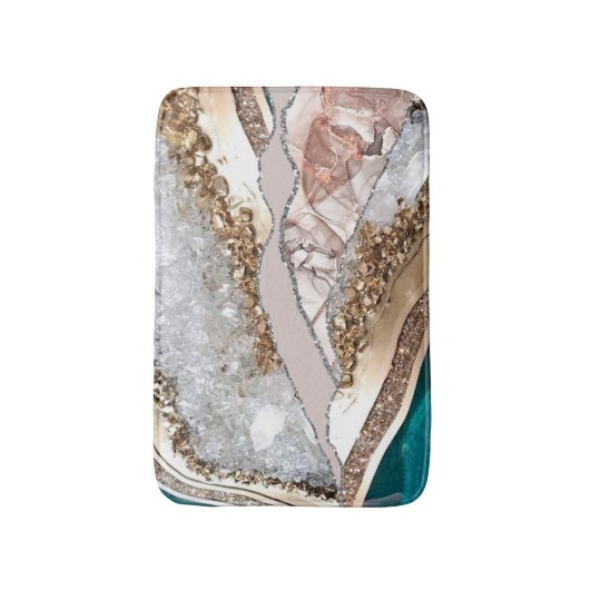 Agaat Blauwgroen Blauw Goud Glitter Marmer Aqua Tu Badmat (Voorkant Verticaal)