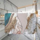 Agaat Blauwgroen Blauw Goud Glitter Marmer Aqua Tu Badmat
