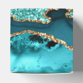 Agaat Blauwgroen Blauw Goud Glitter Marmer Aqua Tu Bedankdoosjes (Bovenkant)