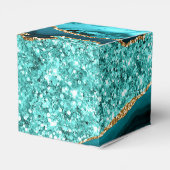 Agaat Blauwgroen Blauw Goud Glitter Marmer Aqua Tu Bedankdoosjes (Achterkant)