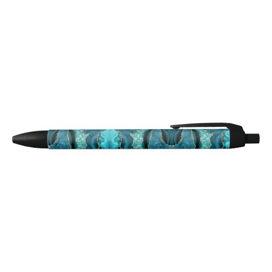 Agaat Blauwgroen Blauw Goud Glitter Marmer Aqua Tu Blauwe Inkt Pen (Bovenkant)