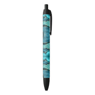 Agaat Blauwgroen Blauw Goud Glitter Marmer Aqua Tu Blauwe Inkt Pen