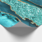 Agaat Blauwgroen Blauw Goud Glitter Marmer Aqua Tu Cadeaupapier (Hoek)