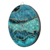 Agaat Blauwgroen Blauw Goud Glitter Marmer Aqua Tu Dartbord (Voorkant Rechts)