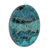 Agaat Blauwgroen Blauw Goud Glitter Marmer Aqua Tu Dartbord (Voorkant Links)