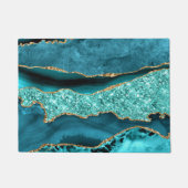 Agaat Blauwgroen Blauw Goud Glitter Marmer Aqua Tu Deurmat (Voorkant)