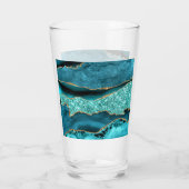 Agaat Blauwgroen Blauw Goud Glitter Marmer Aqua Tu Glas (Achterkant)