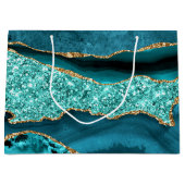 Agaat Blauwgroen Blauw Goud Glitter Marmer Aqua Tu Groot Cadeauzakje (Voorkant)