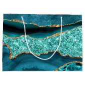 Agaat Blauwgroen Blauw Goud Glitter Marmer Aqua Tu Groot Cadeauzakje (Achterkant)