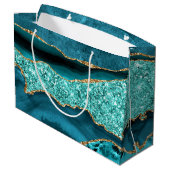 Agaat Blauwgroen Blauw Goud Glitter Marmer Aqua Tu Groot Cadeauzakje (Achterkant Gekanteld)