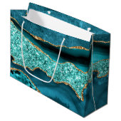 Agaat Blauwgroen Blauw Goud Glitter Marmer Aqua Tu Groot Cadeauzakje (Voorkant Gekanteld)
