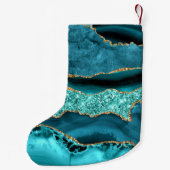 Agaat Blauwgroen Blauw Goud Glitter Marmer Aqua Tu Kleine Kerstsok (Achterkant)