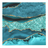 Agaat Blauwgroen Blauw Goud Glitter Marmer Aqua Tu Kubus (Rechts)