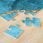 Agaat Blauwgroen Blauw Goud Glitter Marmer Aqua Tu Legpuzzel (Zijkant)