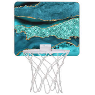 Agaat Blauwgroen Blauw Goud Glitter Marmer Aqua Tu Mini Basketbalbord