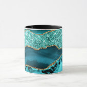 Agaat Blauwgroen Blauw Goud Glitter Marmer Aqua Tu Mok (Midden)