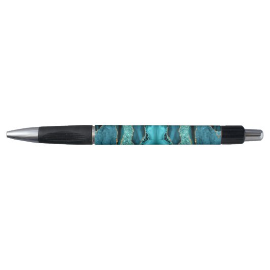 Agaat Blauwgroen Blauw Goud Glitter Marmer Aqua Tu Pen (Voorkant)