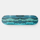 Agaat Blauwgroen Blauw Goud Glitter Marmer Aqua Tu Persoonlijk Skateboard (Horizontaal)