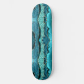 Agaat Blauwgroen Blauw Goud Glitter Marmer Aqua Tu Persoonlijk Skateboard (Voorkant)