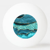 Agaat Blauwgroen Blauw Goud Glitter Marmer Aqua Tu Pingpongbal (Voorkant)