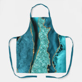 Agaat Blauwgroen Blauw Goud Glitter Marmer Aqua Tu Schort (Voorkant)