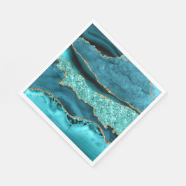 Agaat Blauwgroen Blauw Goud Glitter Marmer Aqua Tu Servet