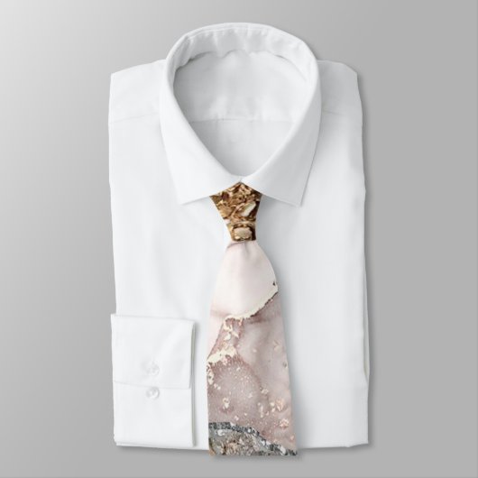 Agaat Blauwgroen Blauw Goud Glitter Marmer Aqua Tu Stropdas (Gebonden)