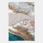 Agaat Blauwgroen Blauw Goud Glitter Marmer Aqua Tu Theedoek (Verticaal)