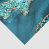 Agaat Blauwgroen Blauw Goud Glitter Marmer Aqua Tu Tissuepapier (Detail)