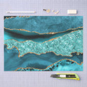 Agaat Blauwgroen Blauw Goud Glitter Marmer Aqua Tu Tissuepapier (Craft)