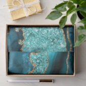 Agaat Blauwgroen Blauw Goud Glitter Marmer Aqua Tu Tissuepapier (Geschenk)