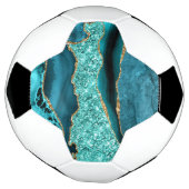 Agaat Blauwgroen Blauw Goud Glitter Marmer Aqua Tu Voetbal (Gedraaid)