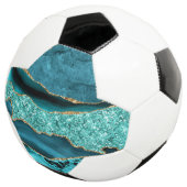Agaat Blauwgroen Blauw Goud Glitter Marmer Aqua Tu Voetbal (Drie kwart)