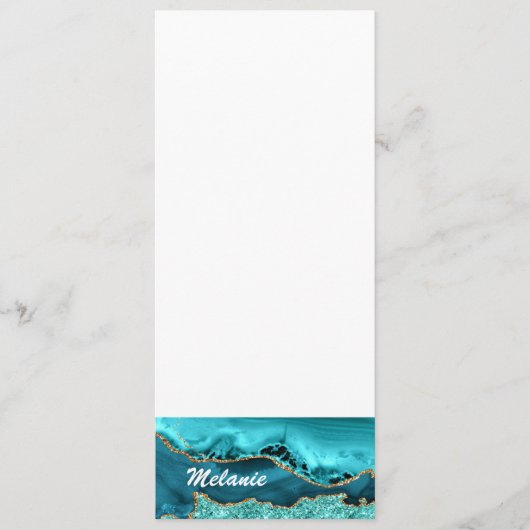 Agaat Blauwgroen Blauw Goud Glitter Turquoise Cust Menu (Voorkant)