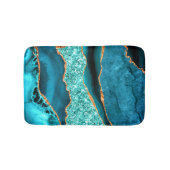 Agaat Blauwgroen Blauw Goud Marmer Aqua Badmat (Voorkant)