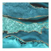 Agaat Blauwgroen Blauw Goud Marmer Aqua Turquoise  Kubus (Rechts)