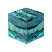 Agaat Blauwgroen Blauw Goud Marmer Aqua Turquoise  Kubus (Achter hoekig)