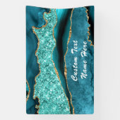 Agaat Blauwgroen Blauw Goud Marmer Aqua Turquoise  Spandoek (Verticaal)