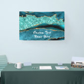 Agaat Blauwgroen Blauw Goud Marmer Aqua Turquoise  Spandoek (Beurs)