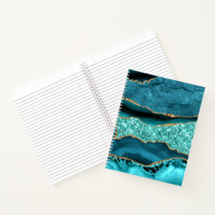 Agaat Blauwgroen Blauw Goud Marmer Turquoise Notit Notitieboek