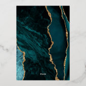 Agaat Blauwgroen Blauw Goud Script Bruiloft Folie Uitnodiging (Achterkant)