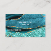Agaat Blauwgroen Blauw Turquoise QR Code Visitekaa Visitekaartje (Achterkant)